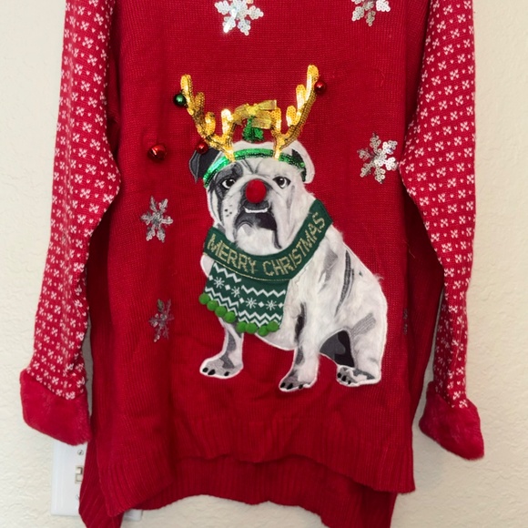 Christmas Ugly Red  Tacky Sweater with pug size 2XL for women NEW - Picture 2 of 8